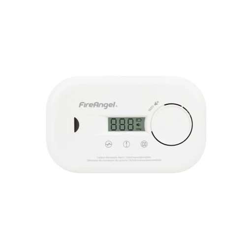 FireAngel FA6812-EU detektor oxidu uhoľnatého, vymeniteľná batéria, predpokladaná životnosť 10 rokov, LCD displej, biely - 1
