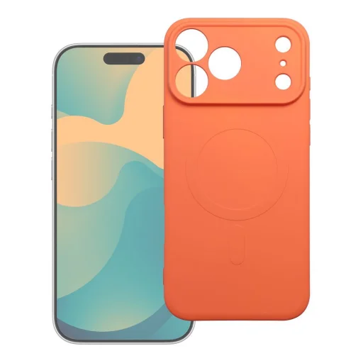 Oranžový silikónový kryt pre iPhone 17 Pro / 18 Pro kompatibilný s MagSafe s ochranou fotoaparátu - 1