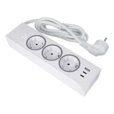 E59 biely predlžovací prívod s 3 zásuvkami, USB-A a 2 USB-C portmi, 3680 W, 1,5 m