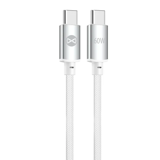 Forever Vibe kábel USB-C - USB-C 1,0 m 60W strieborný - 2