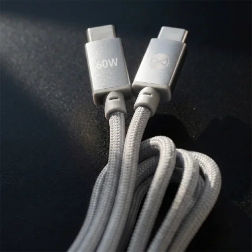Forever Vibe kábel USB-C - USB-C 1,0 m 60W strieborný - 5