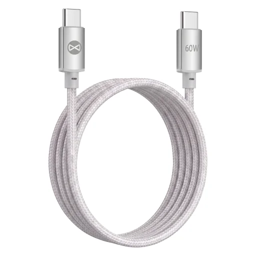 Forever Vibe kábel USB-C - USB-C 1,0 m 60W strieborný - 1