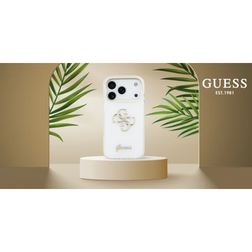 iPhone 18 Pro Max / iPhone 17 Pro Max biele puzdro Guess IML 4G Script Metal - 9