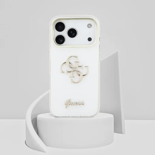 iPhone 18 Pro Max / iPhone 17 Pro Max biele puzdro Guess IML 4G Script Metal - 11