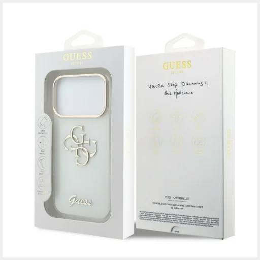 iPhone 18 Pro / iPhone 17 Pro biely kryt Guess HC IML 4G Script Metal - 8