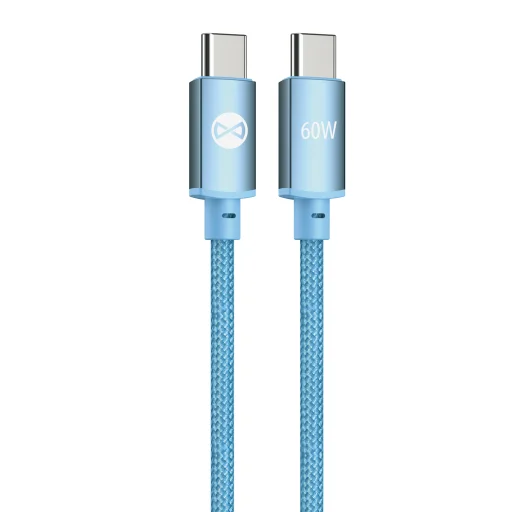 Forever Vibe USB-C – USB-C kábel 1 m 60 W svetlomodrý - 2