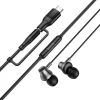 Káblové slúchadlá s mikrofónom, s 3,5 mm konektorom / USB-C konektorom Hoco M119A čierne thumbnail