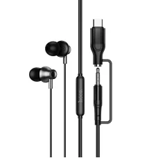 Káblové slúchadlá s mikrofónom, s 3,5 mm konektorom / USB-C konektorom Hoco M119A čierne