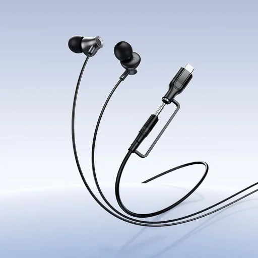 Káblové slúchadlá s mikrofónom, s 3,5 mm konektorom / USB-C konektorom Hoco M119A čierne - 8