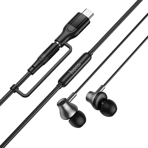 Káblové slúchadlá s mikrofónom, s 3,5 mm konektorom / USB-C konektorom Hoco M119A čierne - 4