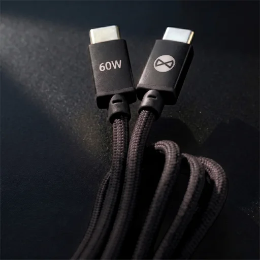 Forever Vibe USB-C – USB-C kábel, 1 m, 60 W, tmavosivý - 5