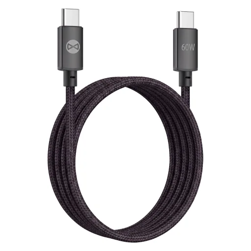 Forever Vibe USB-C – USB-C kábel, 1 m, 60 W, tmavosivý - 1