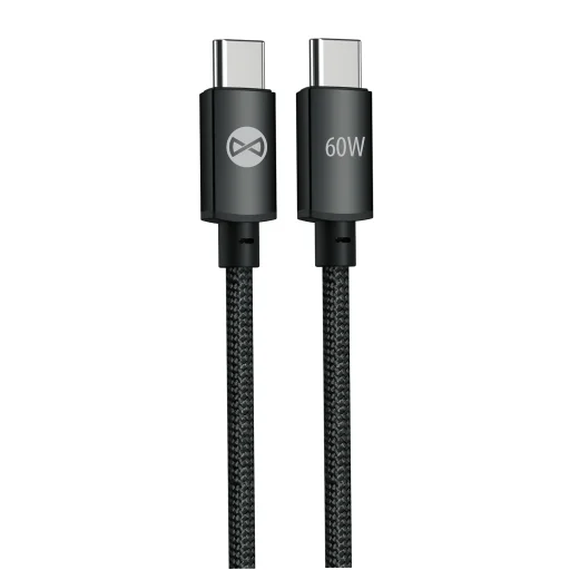 Forever Vibe USB-C – USB-C kábel, 1 m, 60 W, tmavosivý - 2