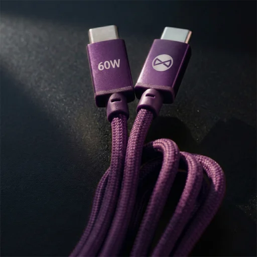 Forever Vibe USB-C – USB-C kábel 1 m 60 W tmavá čerešňa - 5