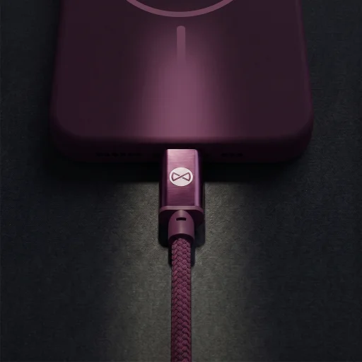 Forever Vibe USB-C – USB-C kábel 1 m 60 W tmavá čerešňa - 7