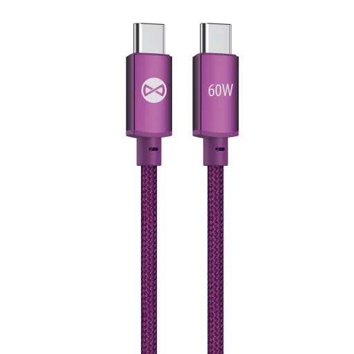 Forever Vibe USB-C – USB-C kábel 1 m 60 W tmavá čerešňa - 2
