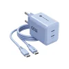 Forcell F-Energy GaN III Crystal Color sieťová nabíjačka 2x USB C AVS SSFC3.0 60 W + silikónový kábel USB C – USB C VT-60 modrá thumbnail