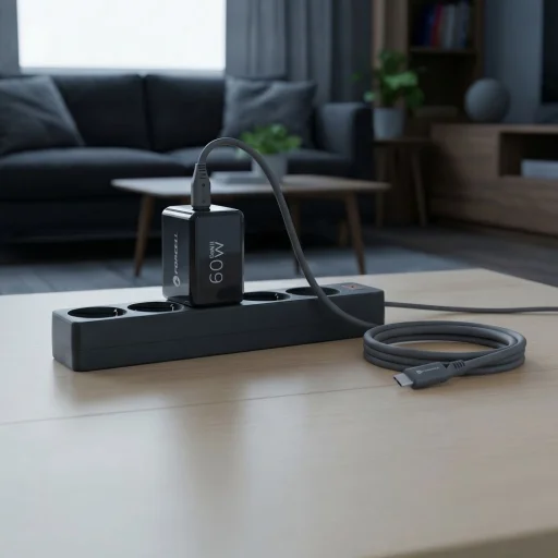 Forcell F-Energy GaN III Crystal Color sieťová nabíjačka 2 USB-C SSFC3.0, 60 W, so silikónovým káblom USB-C – USB-C, čierna - 5