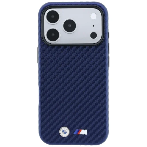 iPhone 18 Pro Max / 17 Pro Max tmavomodrý BMW M karbónový kryt s kovovým logom MagSafe - 3