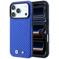 Apple iPhone 18 Pro / 17 Pro modrý kryt BMW M Carbon Printed Ring MagSafe