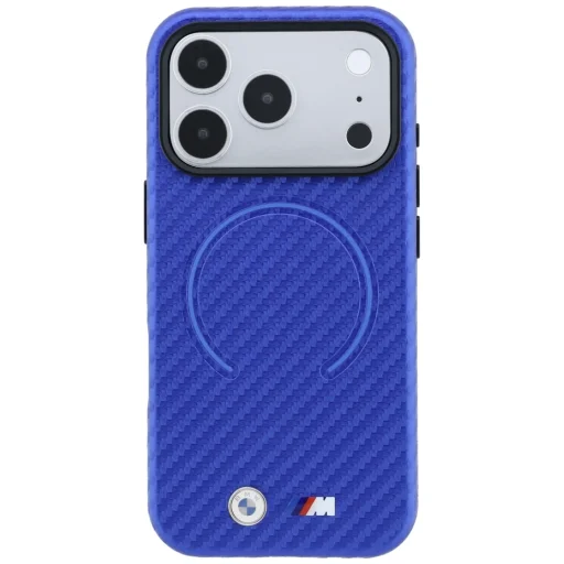Apple iPhone 18 Pro / 17 Pro modrý kryt BMW M Carbon Printed Ring MagSafe - 3