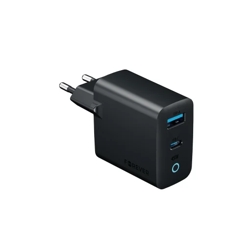 Forever Vibe-TC45AC GaN PD QC sieťová nabíjačka 1x USB-C 1x USB 45 W tmavosivá - 1