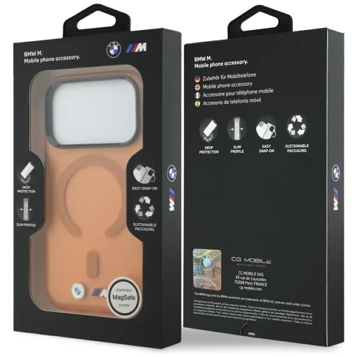 Apple iPhone 18 Pro Max / 17 Pro Max oranžové matné puzdro BMW M IML s kovovým logom a zdobením, s kompatibilitou MagSafe - 8