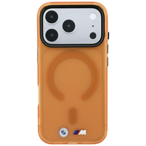 Apple iPhone 18 Pro Max / 17 Pro Max oranžové matné puzdro BMW M IML s kovovým logom a zdobením, s kompatibilitou MagSafe - 3