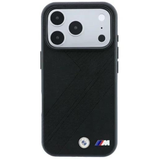 iPhone 18 Pro / 17 Pro čierne BMW M flipové puzdro so vzorom stopy pneumatiky a kovovým logom, MagSafe - 3