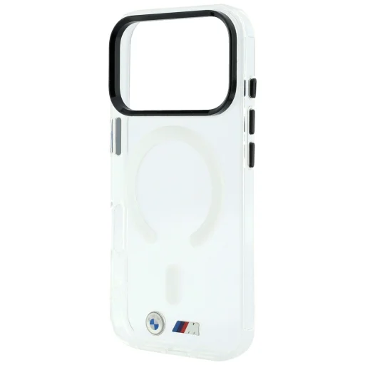 iPhone 18 Pro / 17 Pro priehľadný MagSafe kryt BMW M IML s lesklým kovovým logom a ozdobným pruhom - 6