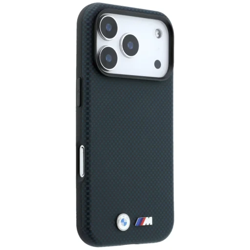 Apple iPhone 18 Pro / 17 Pro tmavomodré flipové puzdro BMW M Kvadrille Kevlar s kovovým logom MagSafe - 4