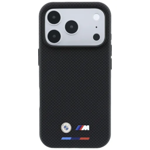 iPhone 18 Pro Max čierny BMW M Quadrille Kevlar Tricolor & Metal Logo MagSafe ochranný kryt - 3