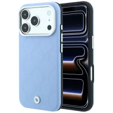 BMW iPhone 18 Pro / 17 Pro modrý MagSafe kryt s prešívaním a kovovým logom