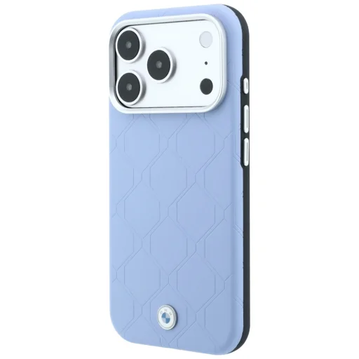 BMW iPhone 18 Pro / 17 Pro modrý MagSafe kryt s prešívaním a kovovým logom - 2