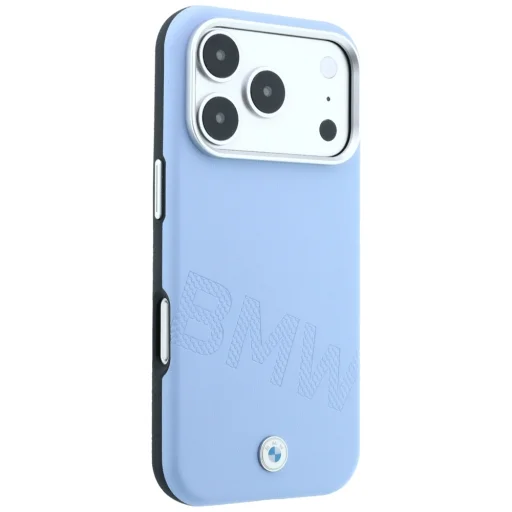 iPhone 18 Pro / 17 Pro modré puzdro BMW Sign Inclined Deboss Letters MagSafe - 4