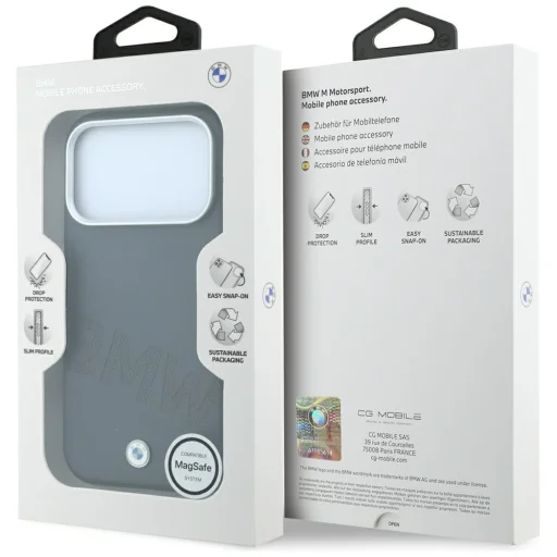 iPhone 18 Pro Max / 17 Pro Max sivé BMW Sign Inclined Deboss Letters MagSafe puzdro - 8
