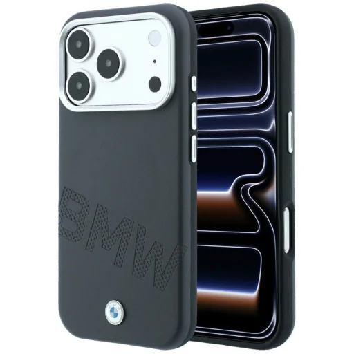 iPhone 18 Pro Max / 17 Pro Max sivé BMW Sign Inclined Deboss Letters MagSafe puzdro - 1