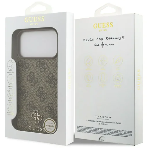 iPhone 18 Pro Max / 17 Pro Max hnedý Guess 4G Small Classic Logo MagSafe kryt - 8