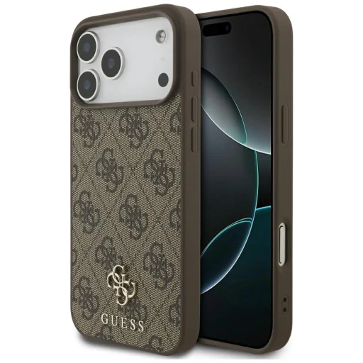 iPhone 18 Pro Max / 17 Pro Max hnedý Guess 4G Small Classic Logo MagSafe kryt - 1