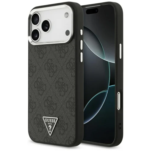 Apple iPhone 18 Pro Max / 17 Pro Max čierno-strieborné Guess 4G Triangle Logo MagSafe puzdro - 1
