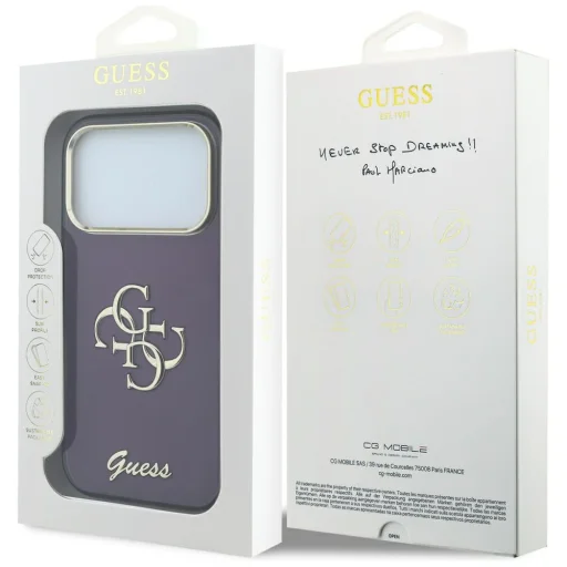 iPhone 18 Pro / 17 Pro burgundské puzdro Guess IML 4G Script Metal - 8