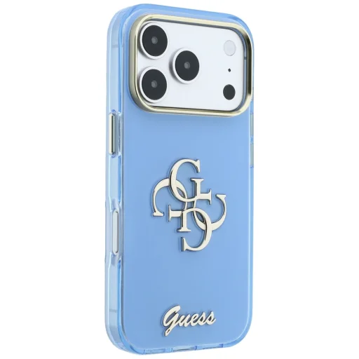 Svetlomodré puzdro Guess IML 4G Script Metal pre iPhone 18 Pro / 17 Pro - 4