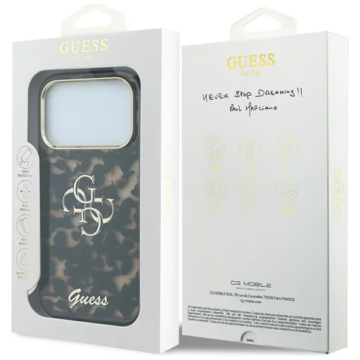 iPhone 18 Pro Max / 17 Pro Max Guess IML 4G Script Metal puzdro, korytnačinový vzor - 8