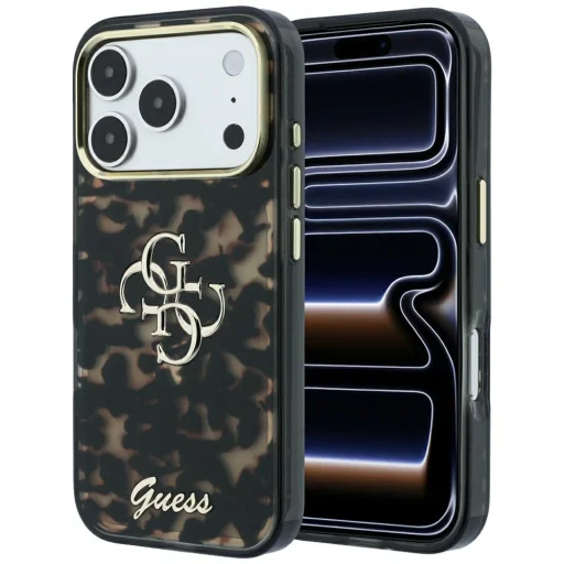 iPhone 18 Pro Max / 17 Pro Max Guess IML 4G Script Metal puzdro, korytnačinový vzor - 1