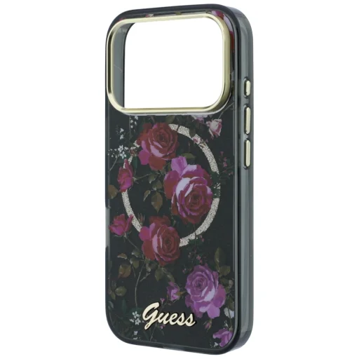 iPhone 18 Pro / 17 Pro čierne puzdro Guess IML Glitter Blossom Roses - 5