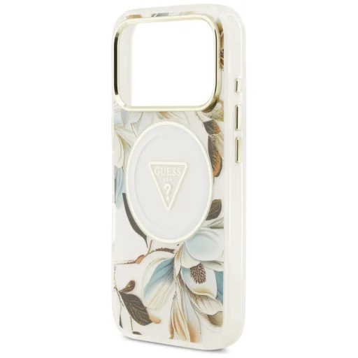 Apple iPhone 18 Pro / 17 Pro biele puzdro Guess IML Glitter Flowers Triangle MagSafe - 6