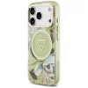 Zelený kryt Guess IML Glitter Flowers Triangle MagSafe pre iPhone 18 Pro / 17 Pro thumbnail