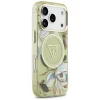 Zelený kryt Guess IML Glitter Flowers Triangle MagSafe pre iPhone 18 Pro / 17 Pro thumbnail