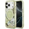 Zelený kryt Guess IML Glitter Flowers Triangle MagSafe pre iPhone 18 Pro / 17 Pro thumbnail