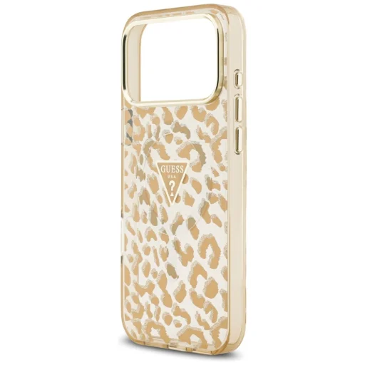 Apple iPhone 18 Pro Max / iPhone 17 Pro Max hnedý Guess IML Leopard Glitter Triangle Logo MagSafe pevný kryt - 6